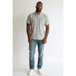 Orvis Classic Collection Men’s Medium Gray Plaid Button Down Shirt Short Sleeve